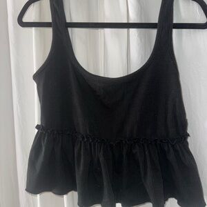 Forever 21 Black Ruffled Tank Top